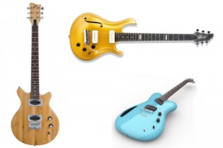 Green guitars: Babusa (left), Flax (top) and MADA (bottom right)