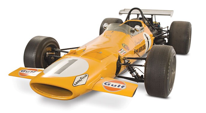An early Formula 1 racers, the M7A was the first to use a 410 hp Ford Cosworth engine, delivered McLaren a 2nd place finish in the Constructor's Cup in 1968
