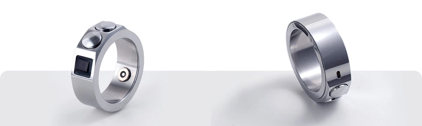 The Ring Mouse features a simple design, and is available in titanium alloy (left) and stainless steel (right) finishes