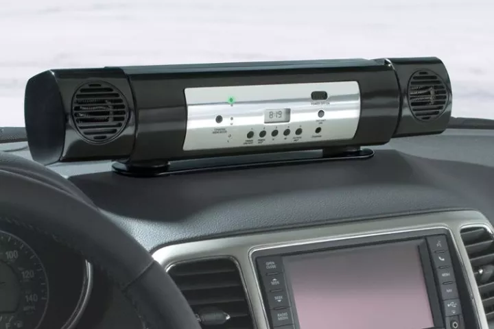 The Car Interior Preheater is a portable, battery-powered device that warms up the inside of vehicles before the driver gets in