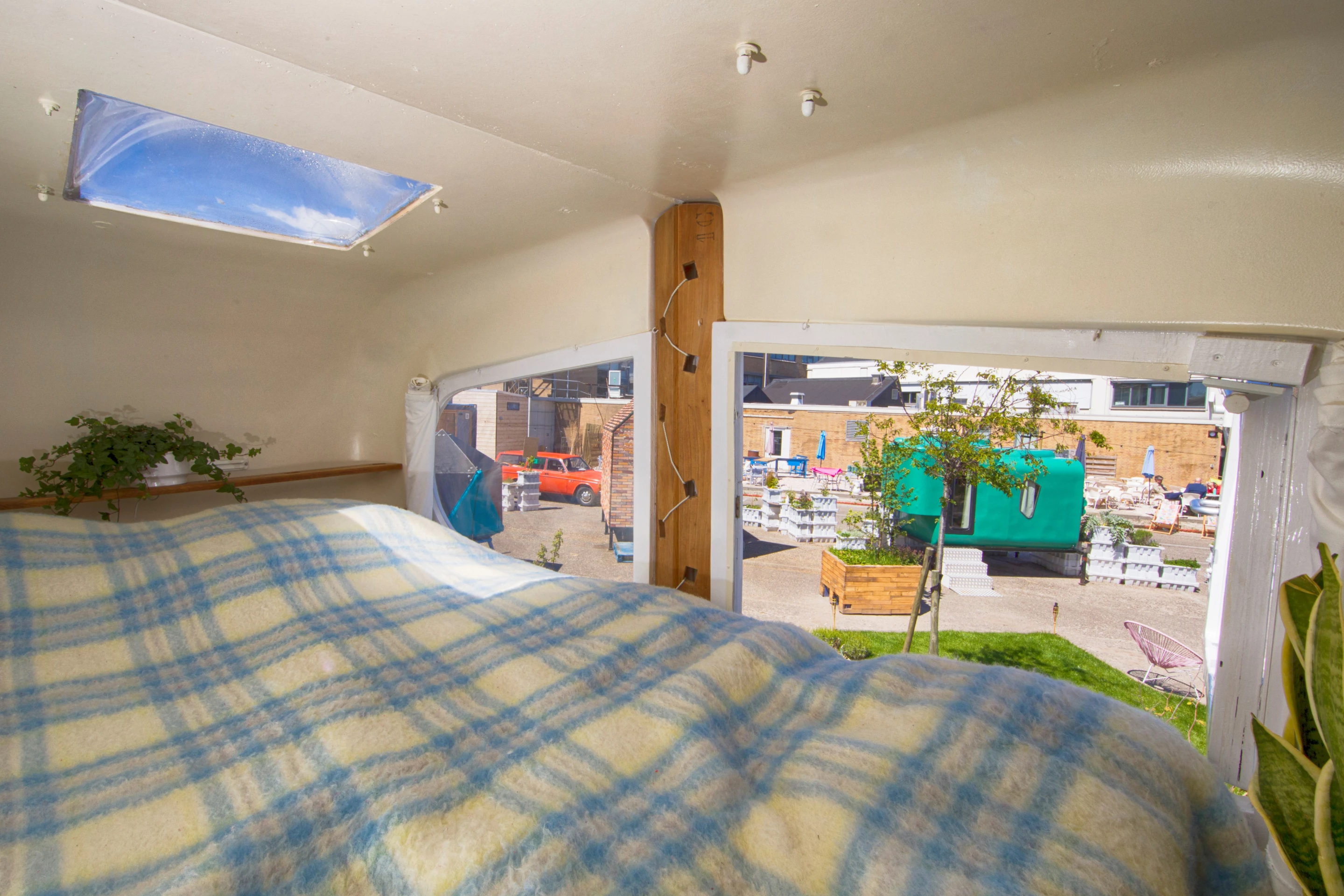 Sleeping Pod is reached by ladder and its interior is quite cramped. It sleeps up to two people in a double bed