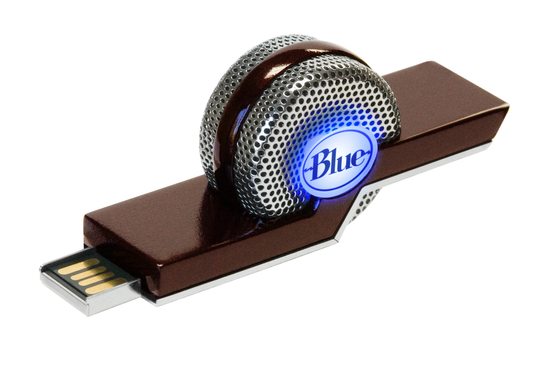 Somewhat snail-like in appearance and less than three inches long, the Tiki mic features a built-in USB connector that's plugged directly into a PC or Mac