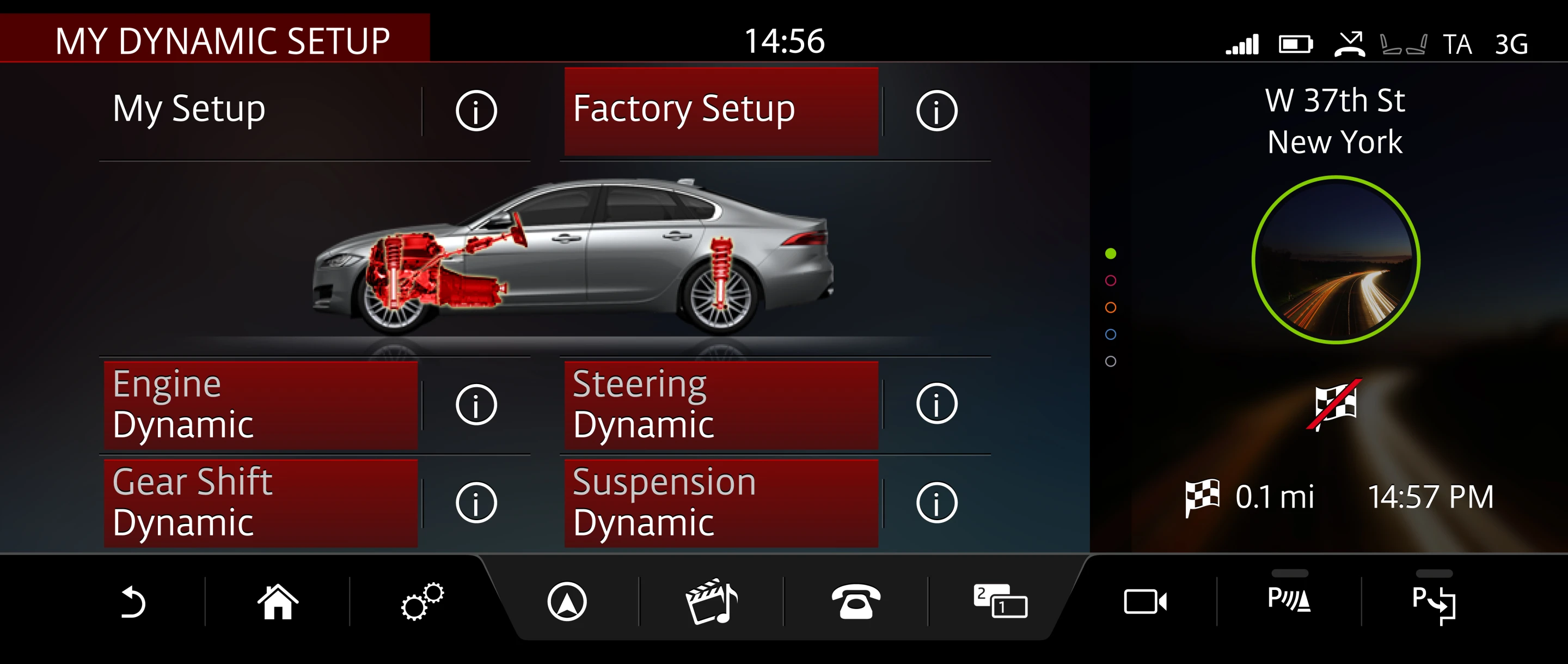 The 2016 Jaguar XF status screen