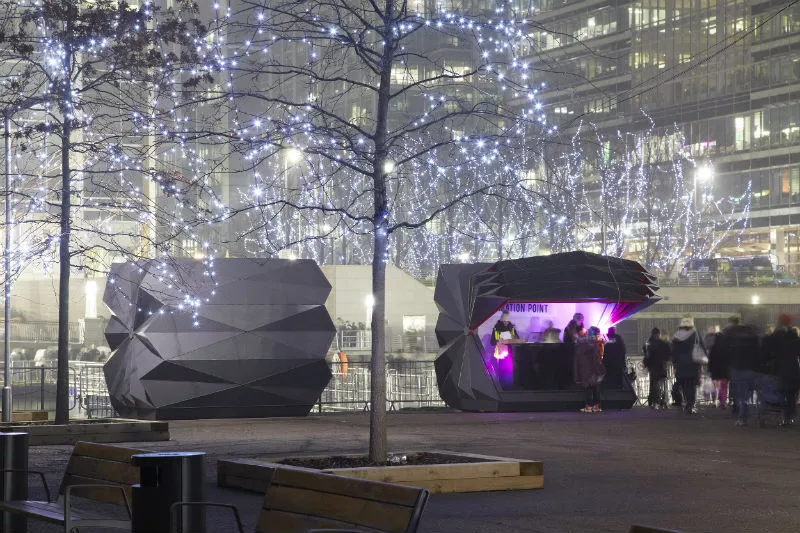 Two kiosks in-situ at Canary Wharf