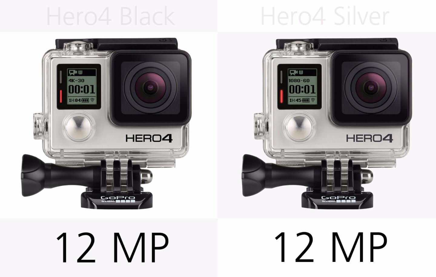 Gopro Vs Gopro Hero4 Black Silver Session And Hero Lcd