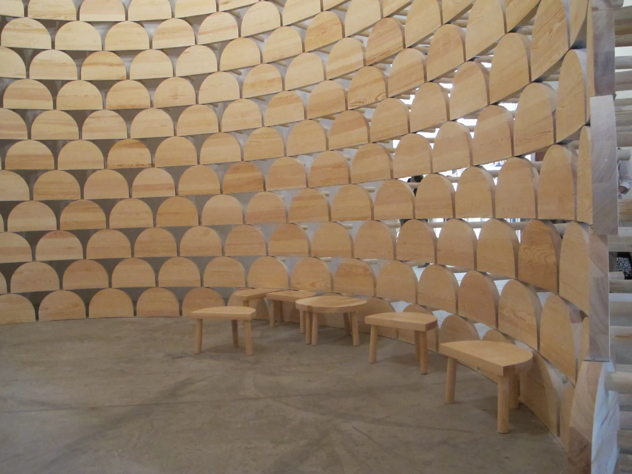 Kosovo pavilion made of three-legged stools (Image: Phyllis Richardson)
