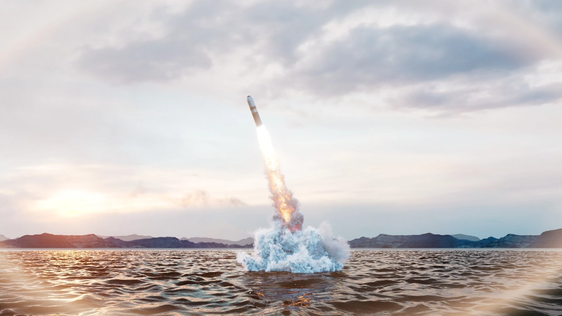 A Trident II missile test launching