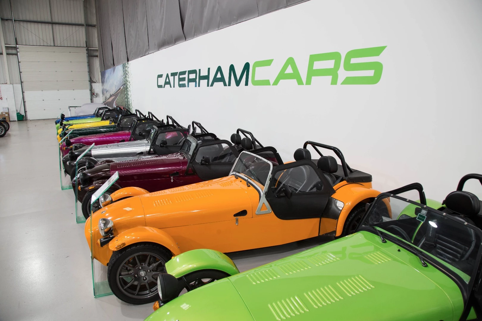 A skittles packet of colored Caterhams in Crawley