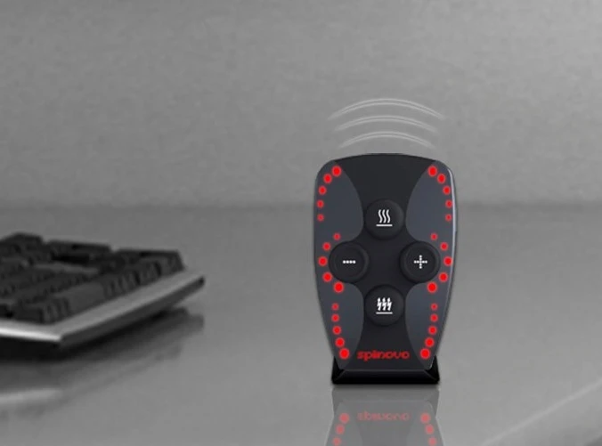 Visual and aural feedback is provided to the user through backlit LEDs and a miniature speaker within the remote control.