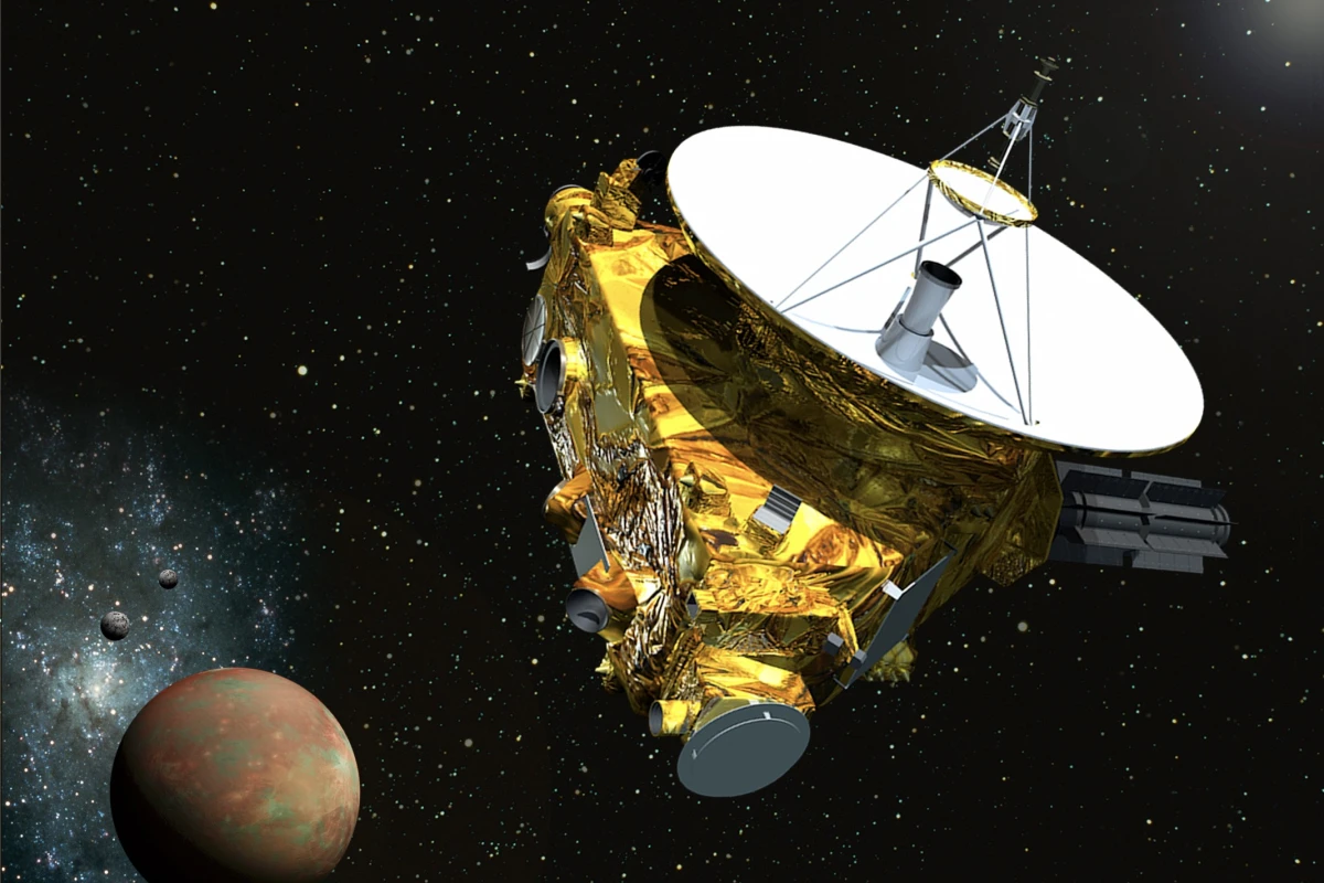 Artist's concept of New Horizons approaching Pluto