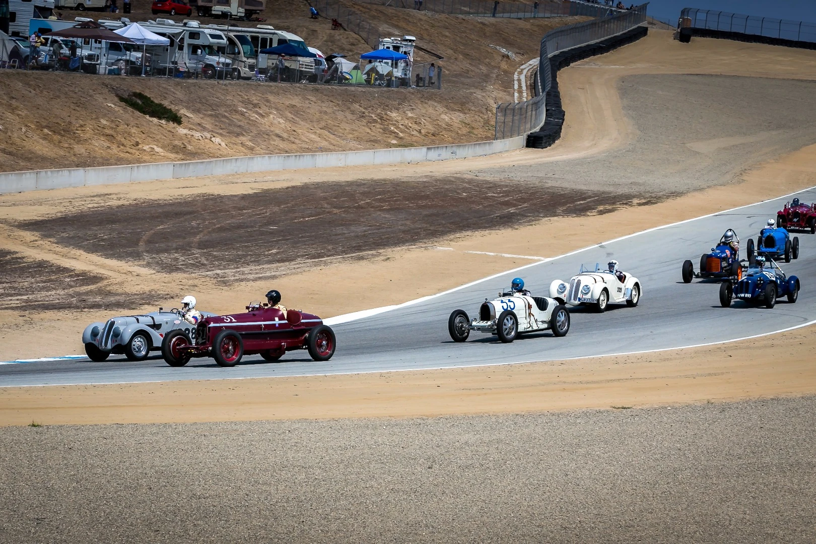 Pre 1940 Sports Racing & 1927-1951 race cars were almost as fast, or in some cases faster, than the newer cars around Laguna Seca's 2.238 mile track