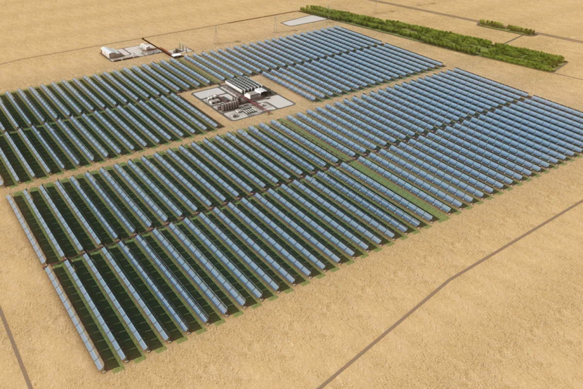Rendering of the Shams 1 concentrated solar power plant