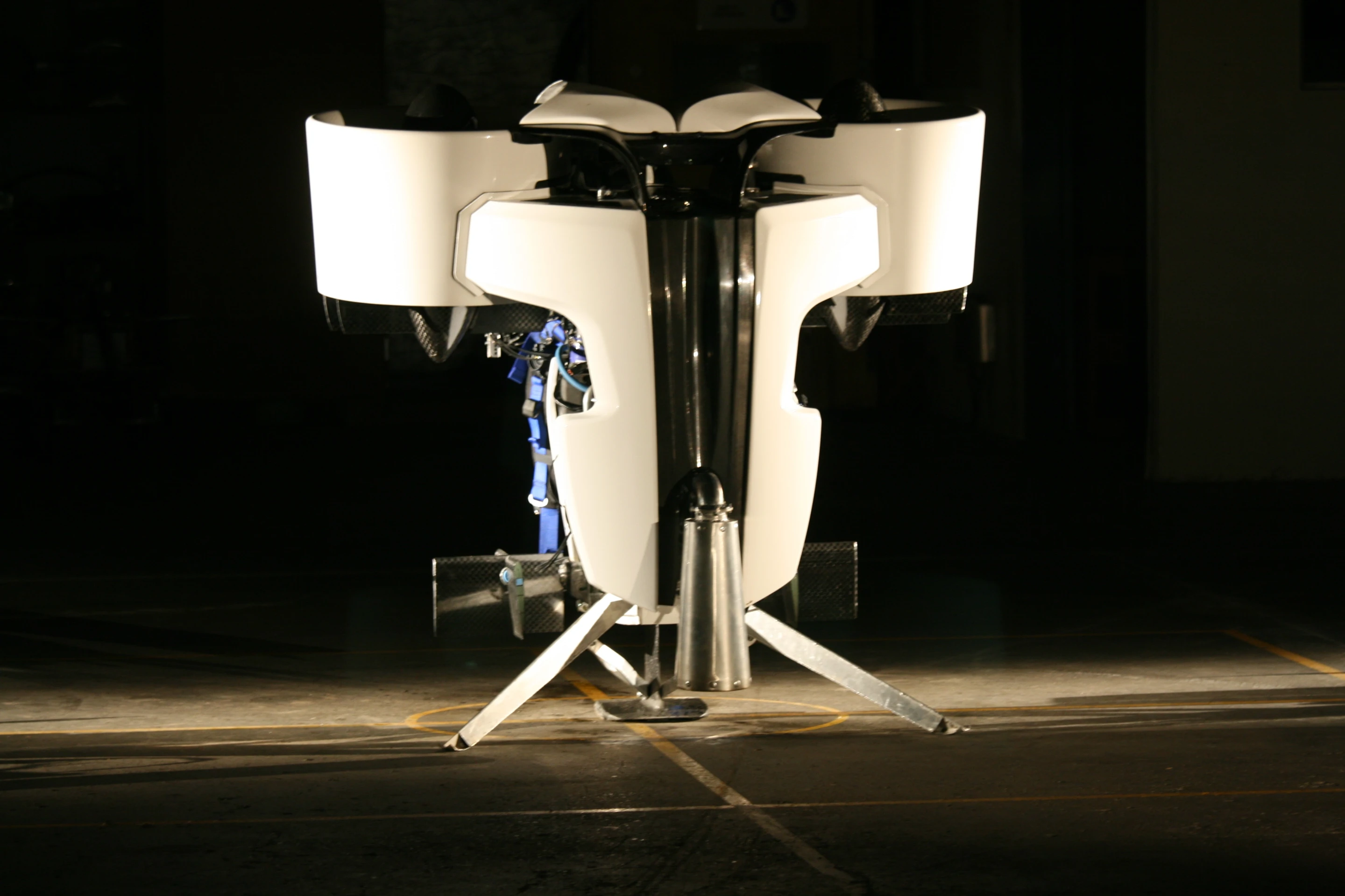 The Martin Aircraft jetpack has an impact-absorbing carriage, redundant systems, ballistic parachute and 100 hours engine TBO