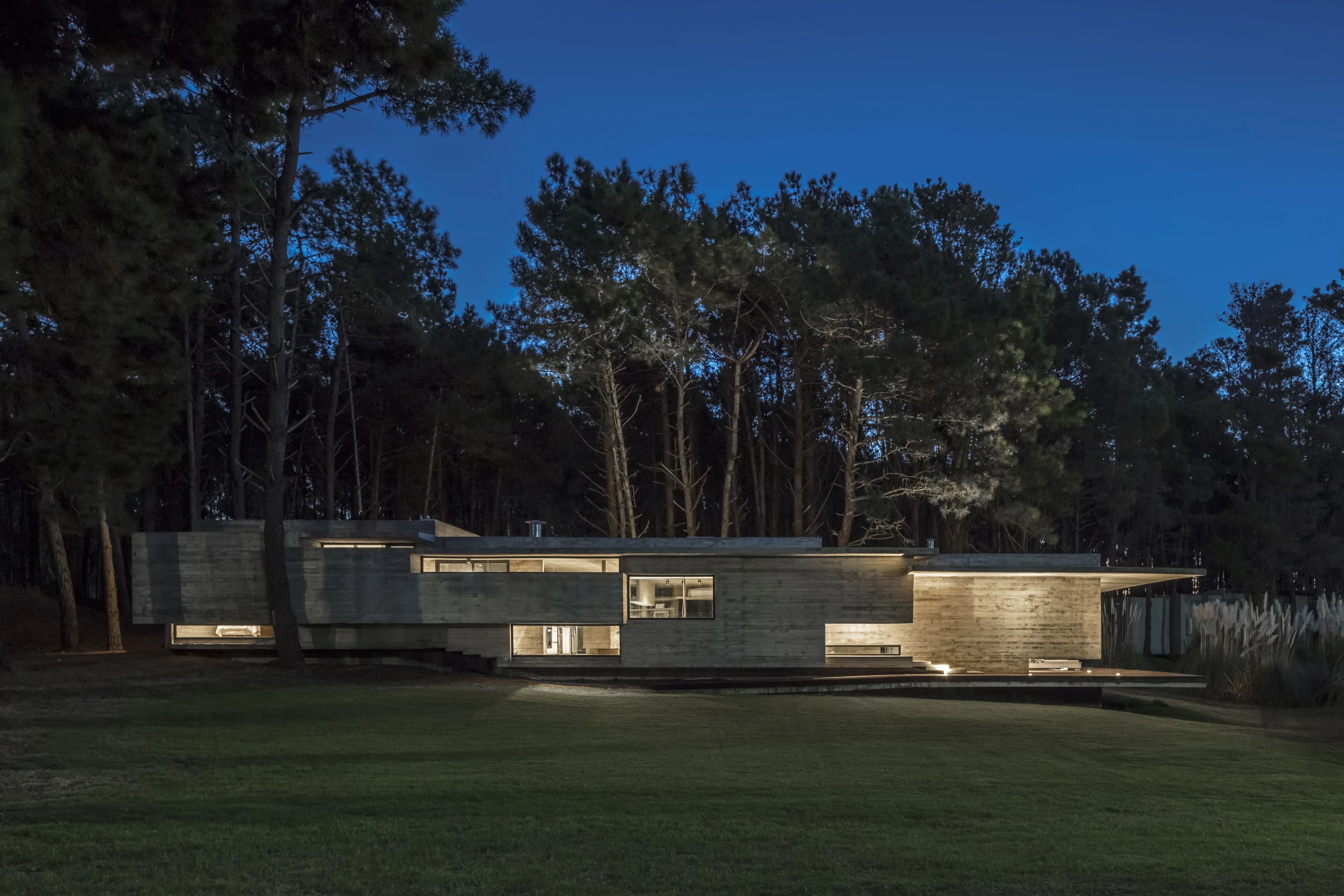 The 150-sq-m (1,600 sq-ft) Forest House is built on a gentle slope