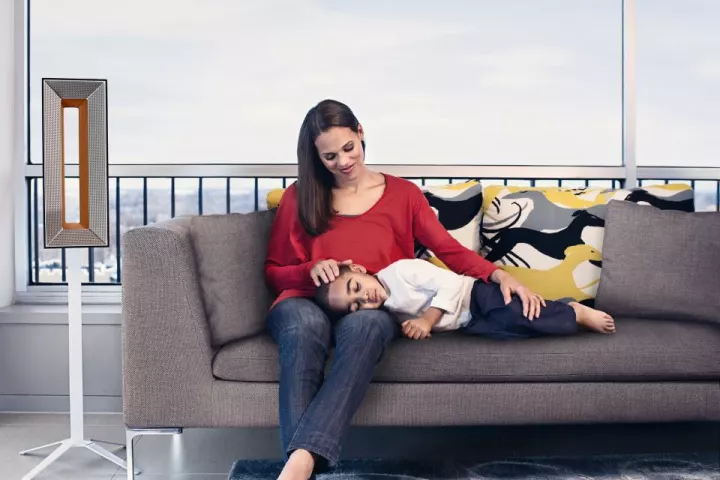 Using a photo-catalytic reaction, the Airocide purifier (left) is claimed to neutralize airborne pollutants