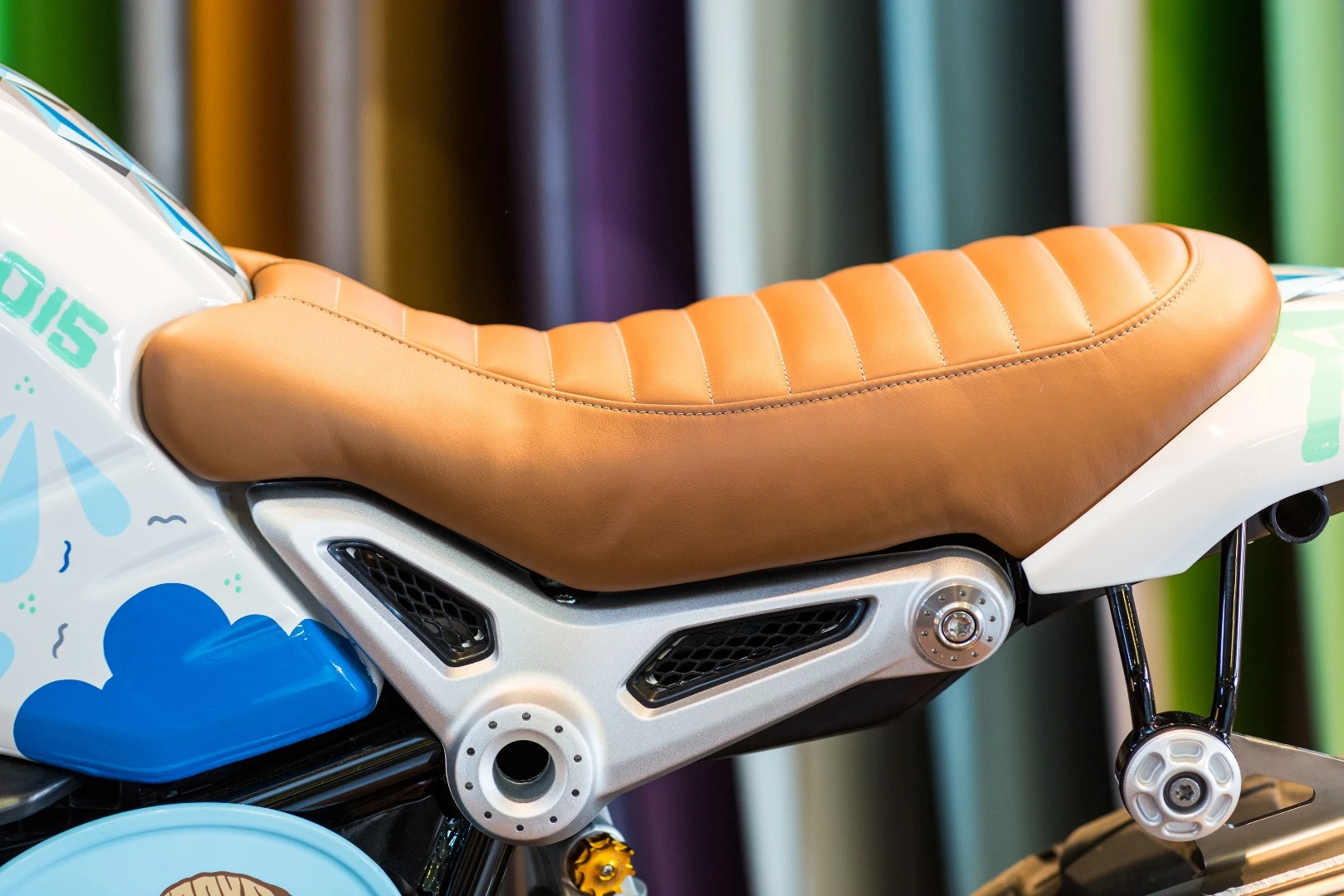 The custom seat serves well the scrambler theme on the BMW Concept Path 22