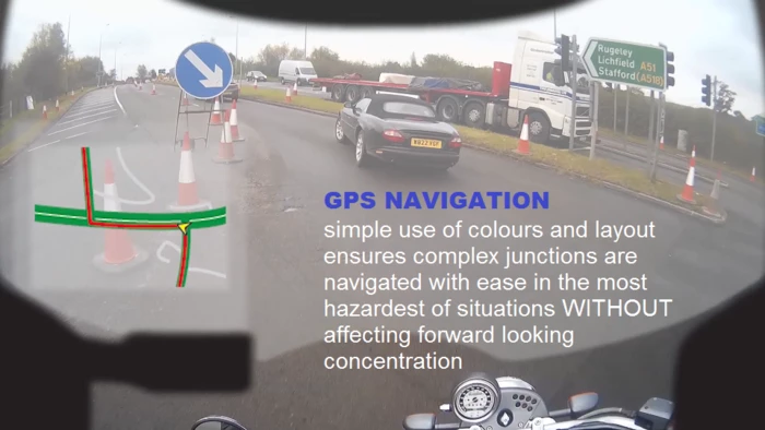 BikeHUD's GPS navigation screen