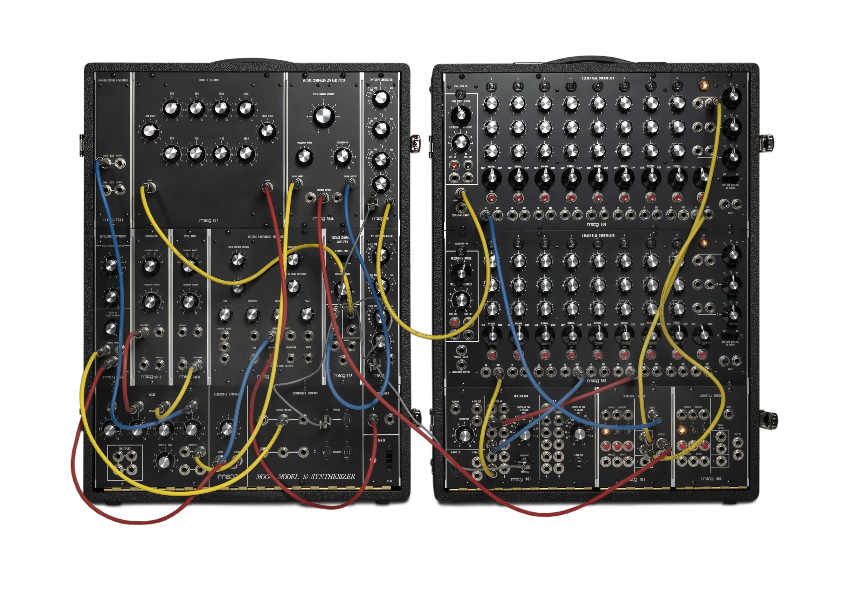 Model 10 modules are connected to each using patch cables