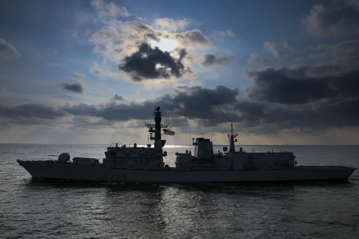 HMS Lancaster, which participated in the Formidable Shield tests that used AI against live missiles
