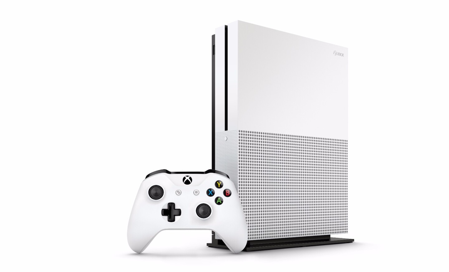 With the (optional) stand, users can choose to orient the Xbox One S vertically