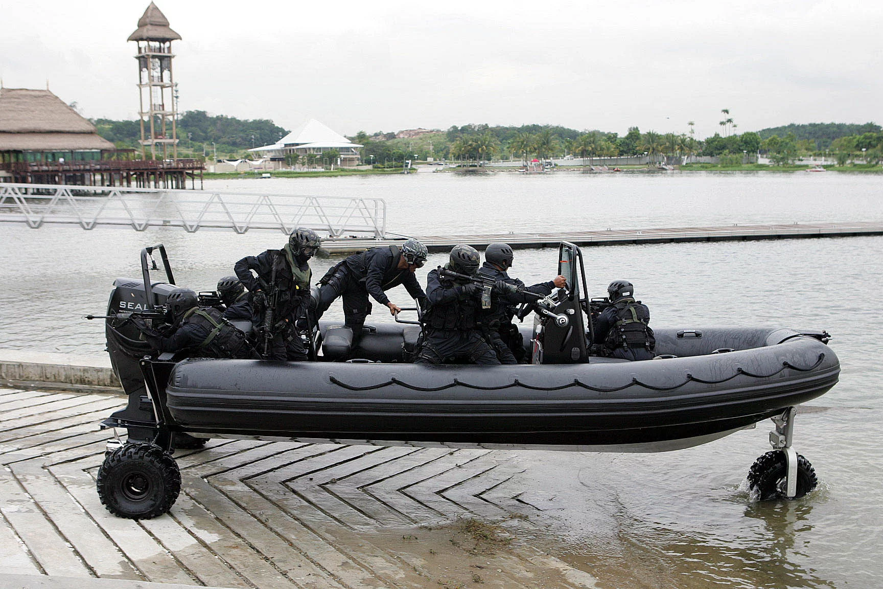 Malaysian commandos testing the Sealegs RIB just prior to the circumnavigation