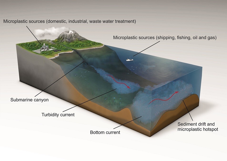 Scientists analyzing ocean currents and microplastic accumulation on the seafloor have gained new evidence of hotspots of pollution in the marine environment