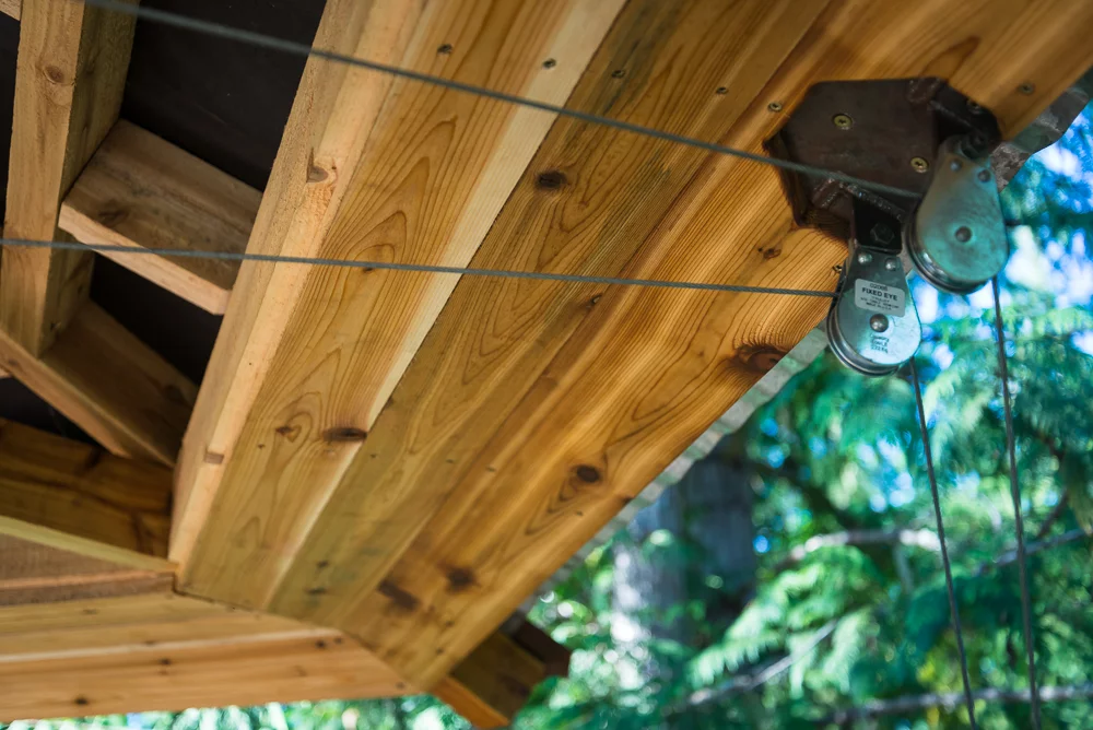 Schlussler hooked an old bicycle to a pulley system to create his "bicycle elevator" (Photo: Ethan Schlussler)