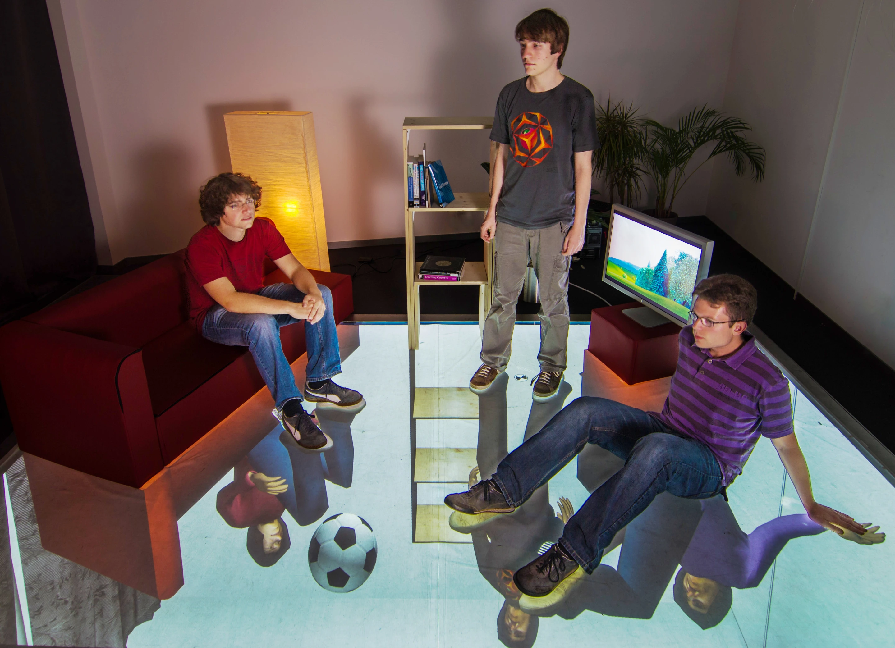 GravitySpace recognizes people and objects based on the pressure imprints they leave on the floor