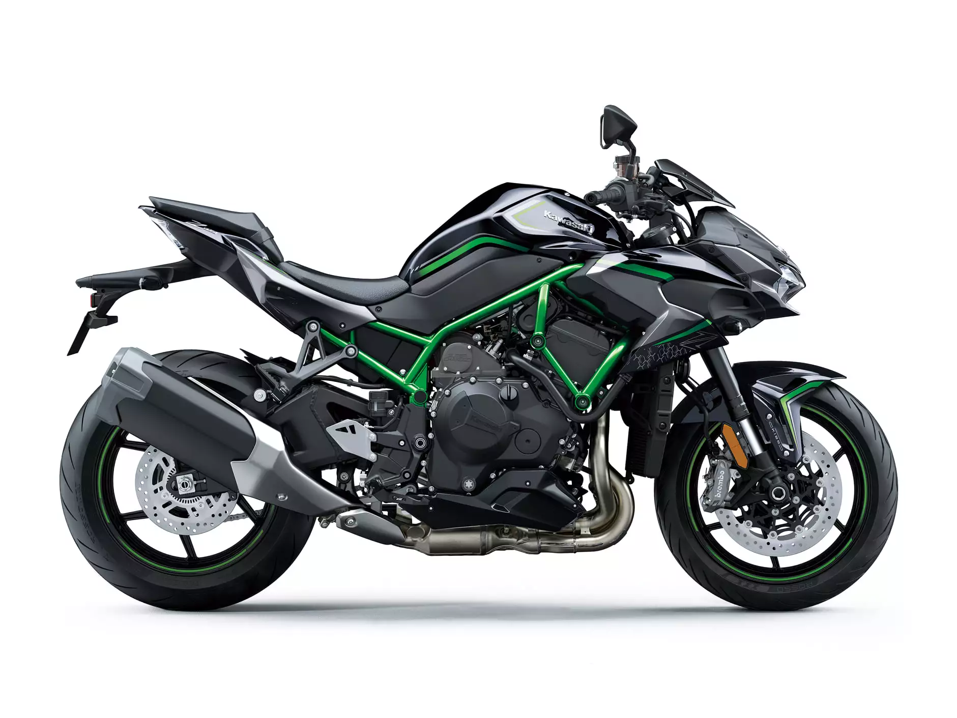 As with the H2, the Kwaka-green trellis frame is a visual highlight