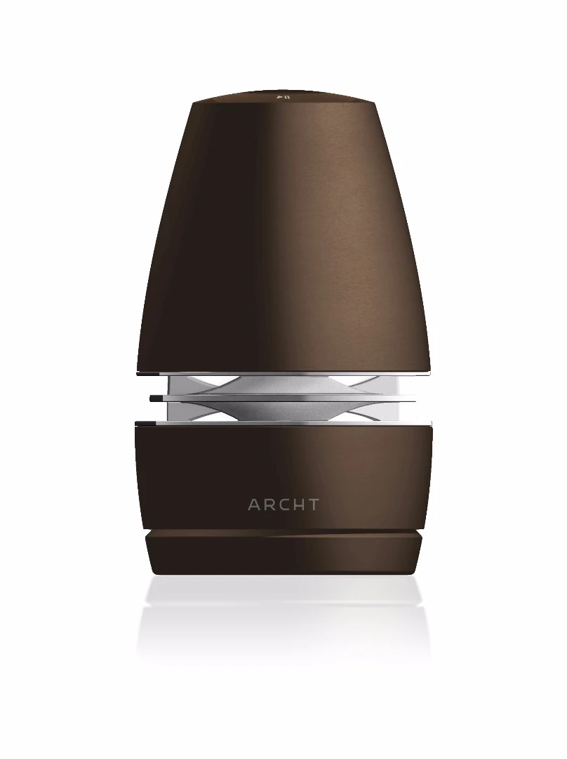 The Archt Mini speaker in dark gold (front)