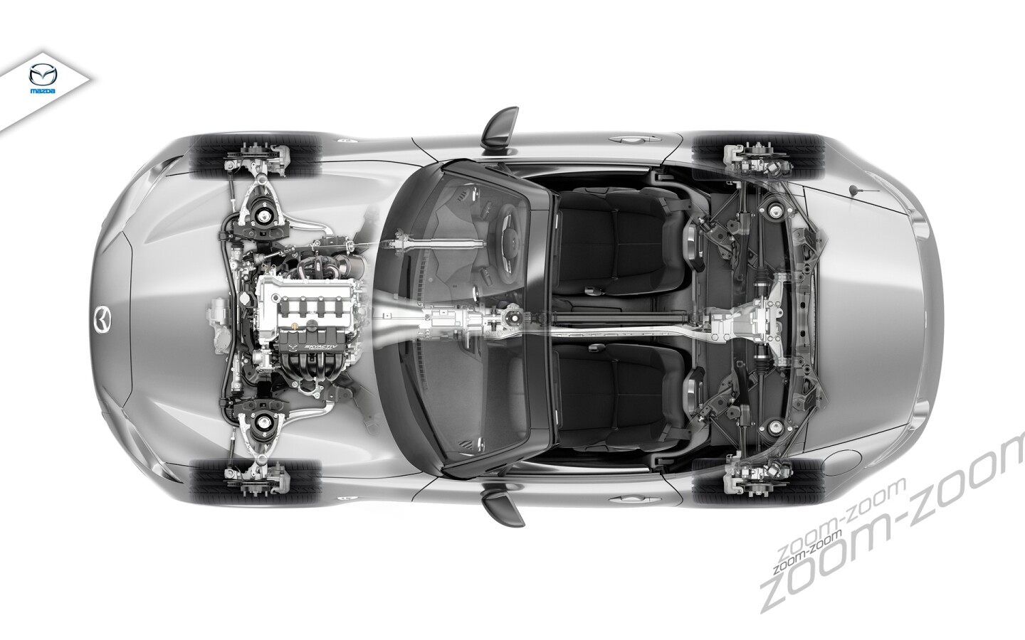 An aerial rendering shows off the car's wider hipline and revised architectural underpinnings