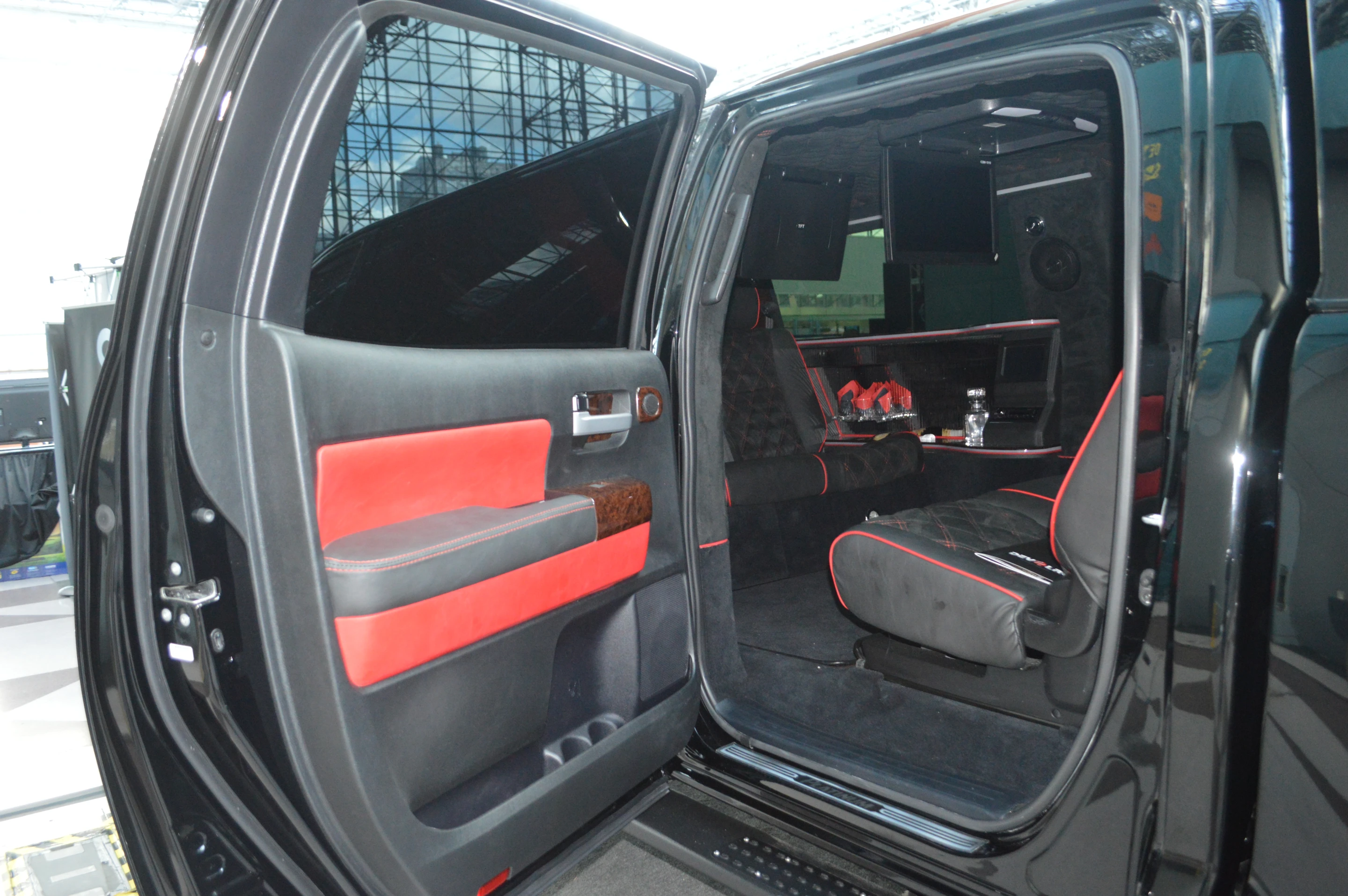 Inside the passenger cab of the Devolro limo