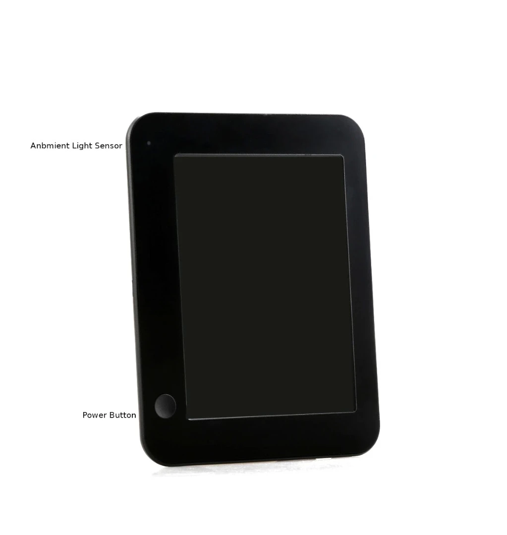 An ambient light sensor and simple one-button control are the only adornments to the Carloudy's case