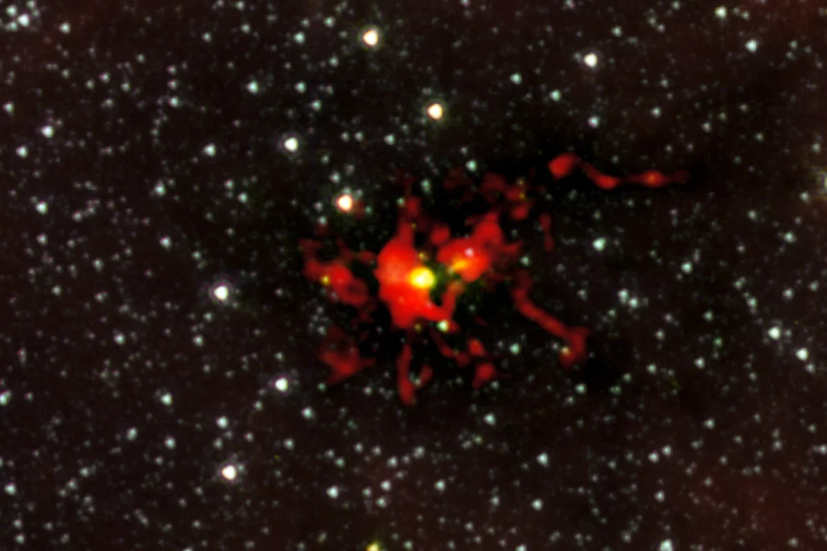 The ALMA observations give astronomers their best ever look at the formation of a "monster star" (Image: ESO)