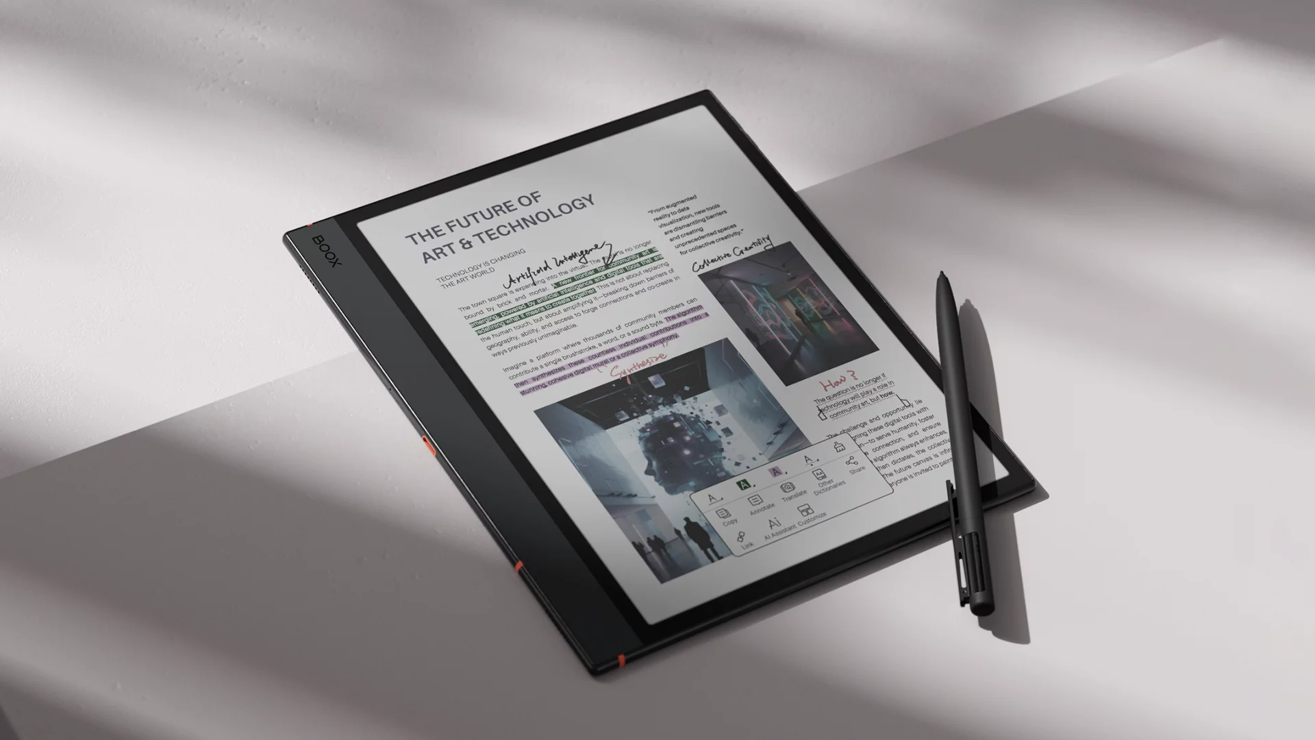 The Note Air5 C is just 0.23 inches thin at its edges, and feature Kaleido 3 color ePaper technology with capacitive touch and stylus support