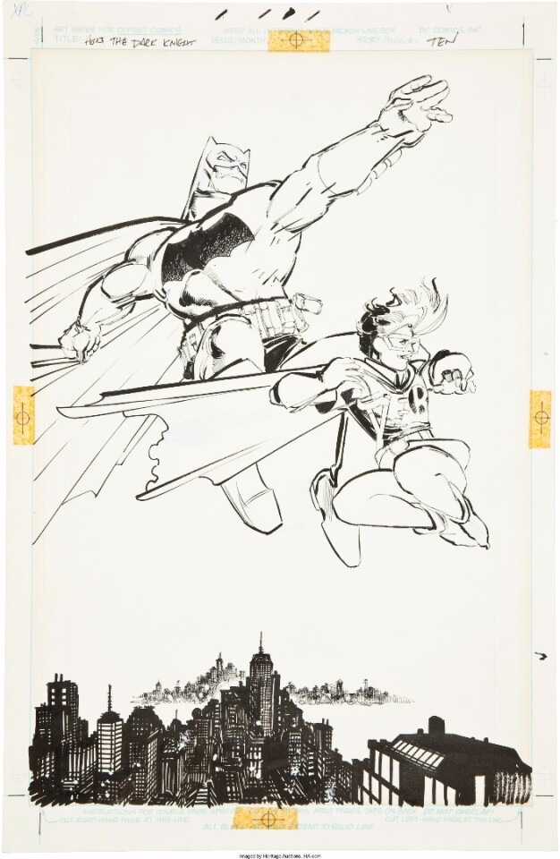 Frank Miller has twice held the record for the most valuable American comic art at auction, both from his 1980s Batman Dark Knight series. His previous record was page 10 from the 1986 comic Batman: The Dark Knight #3 which fetched $448,125