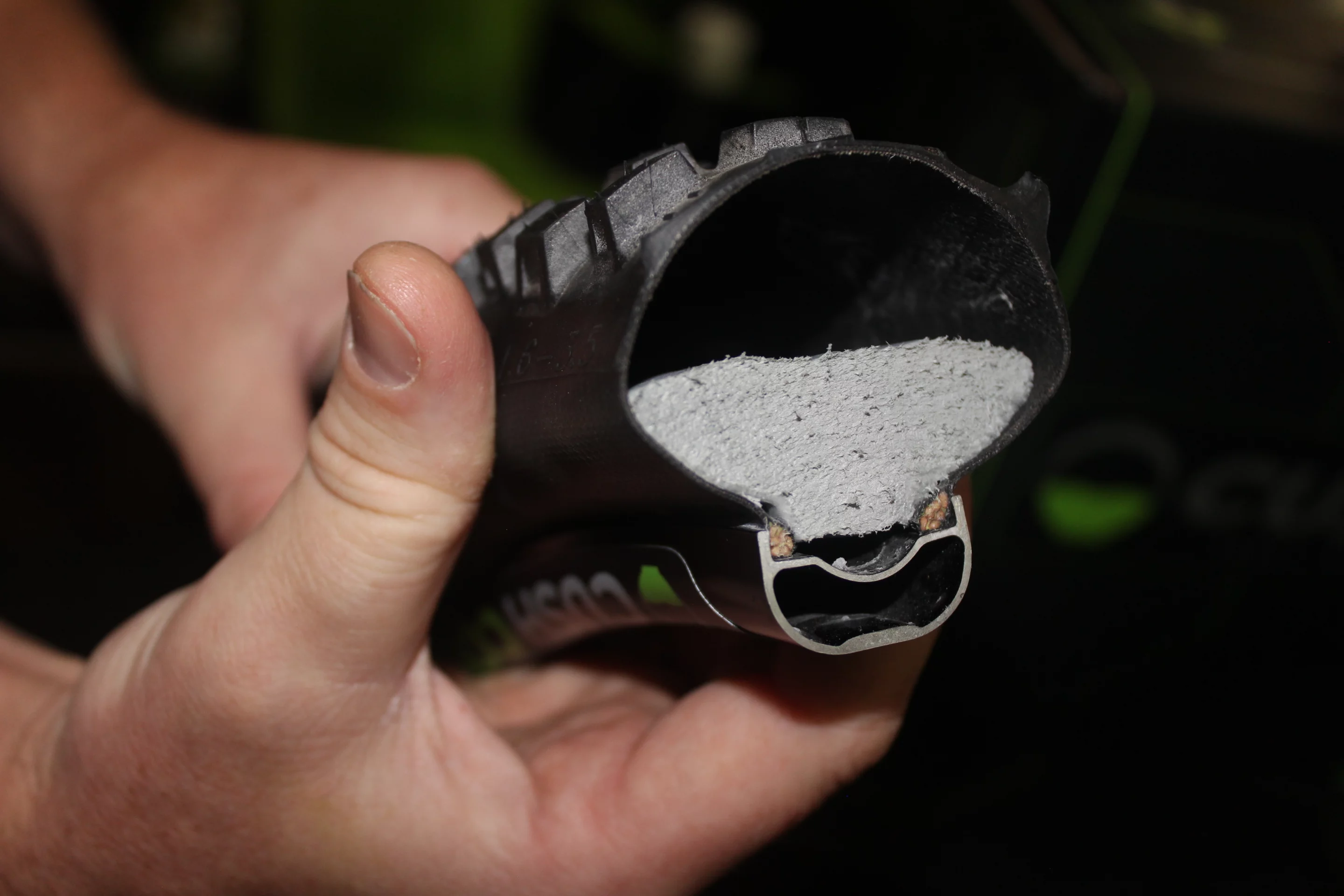 A cut-away view of the CushCore insert, on display at Interbike