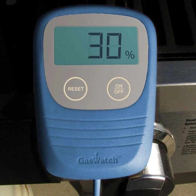 A close look at the digital display of the Smart Gaswatch