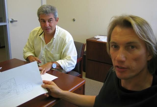 Dezso with Brazilian astronaut Marcos Pontes: working on the original G2 Gyrocycle design