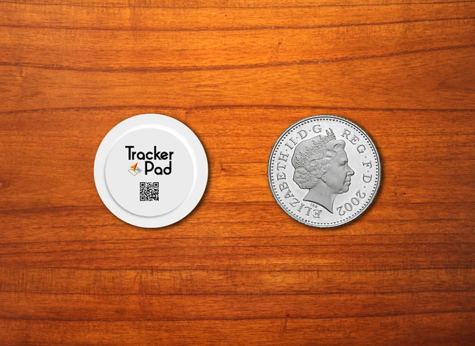The TrackerPad is roughly the same size as a British 10 pence piece or a US quarter