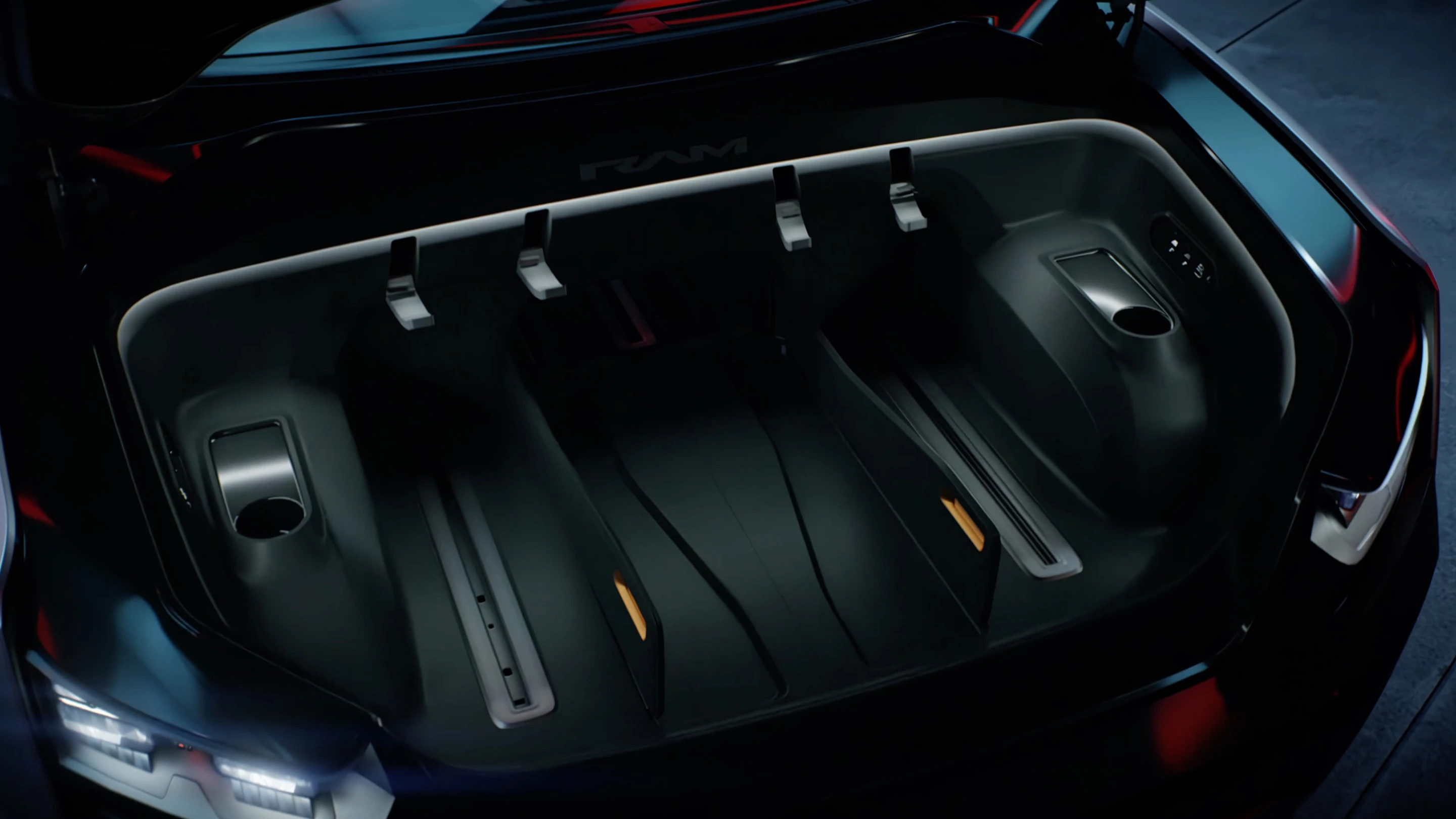 The powered frunk has one-touch open-and-close functionality