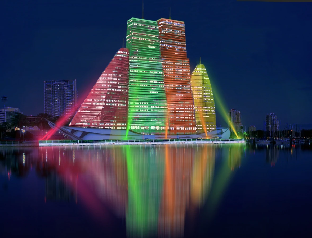 The hospital lights up dramatically at night (Image: Vasily Klyukin)
