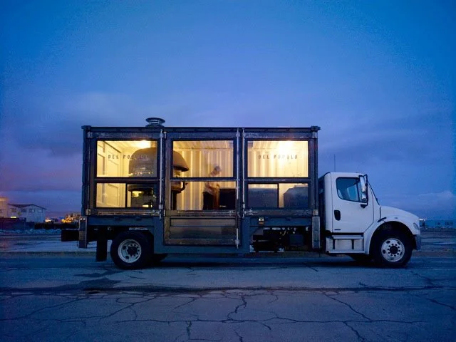 The mobile restaurant has been constructed from a recycled shipping container
