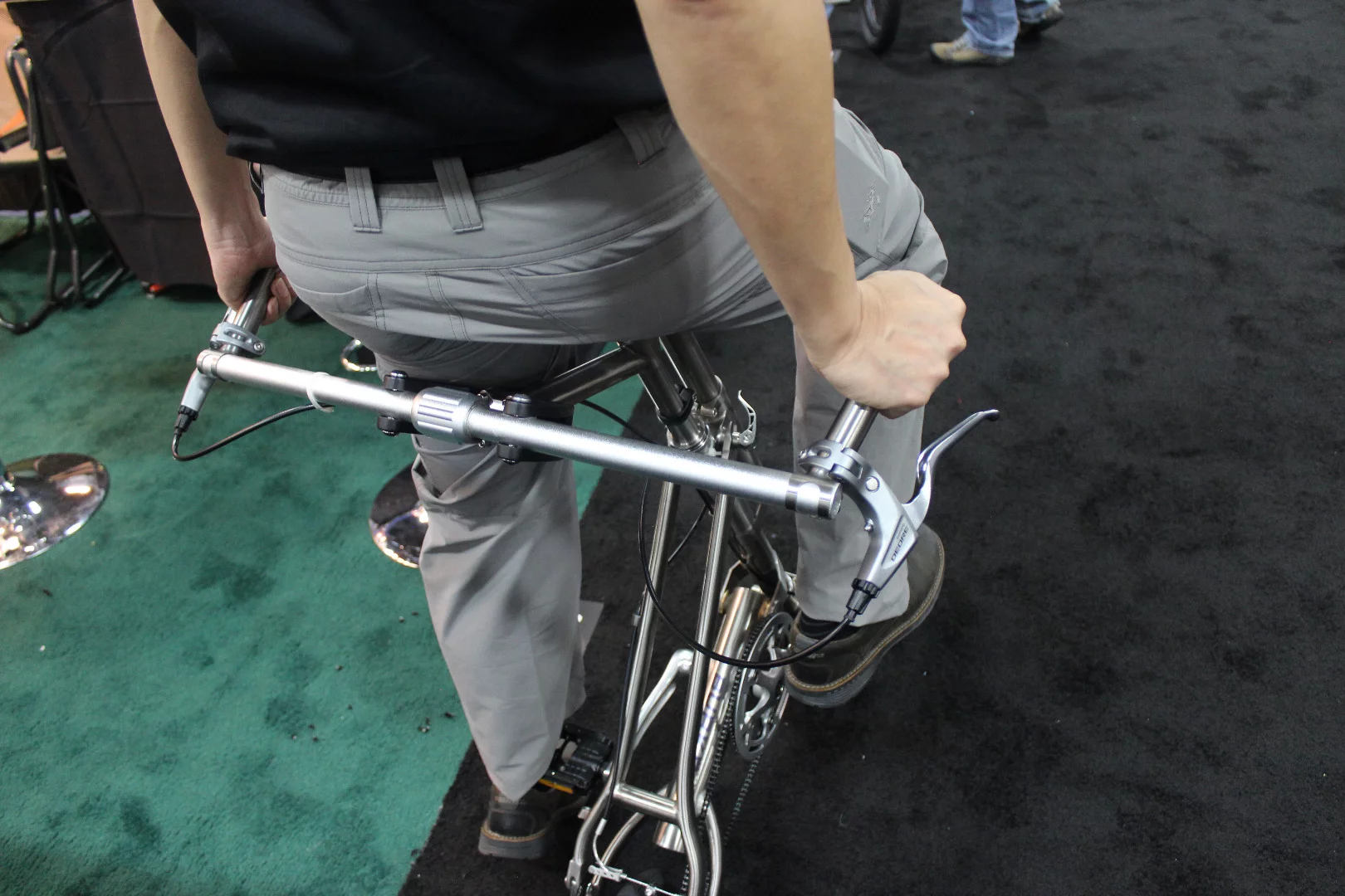 The Burke 8's handlebars are located beneath the seat, to keep the bike compact