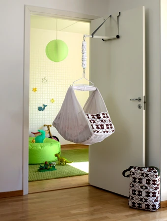 Mawok hammock is designed to be used in a permanent or temporary position, is lightweight and rocks baby up and down