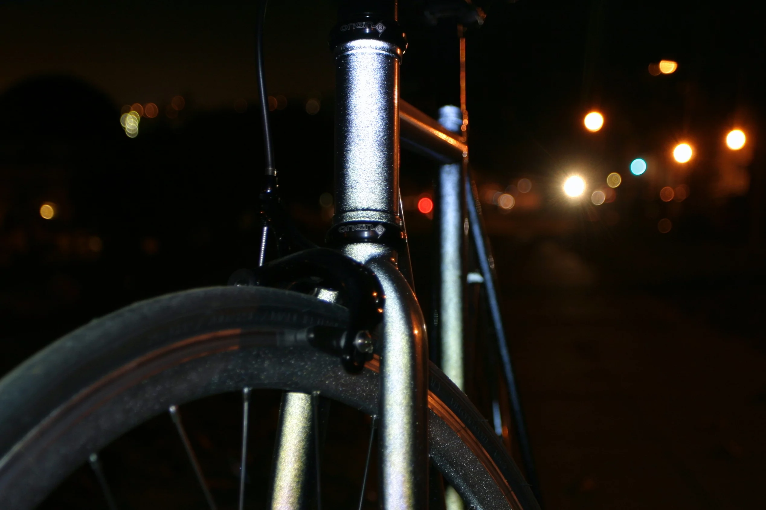 Even at night, pedestrians looking at the bike after dark won't see the bright Tron-like effect unless they shine a light in the rider's direction