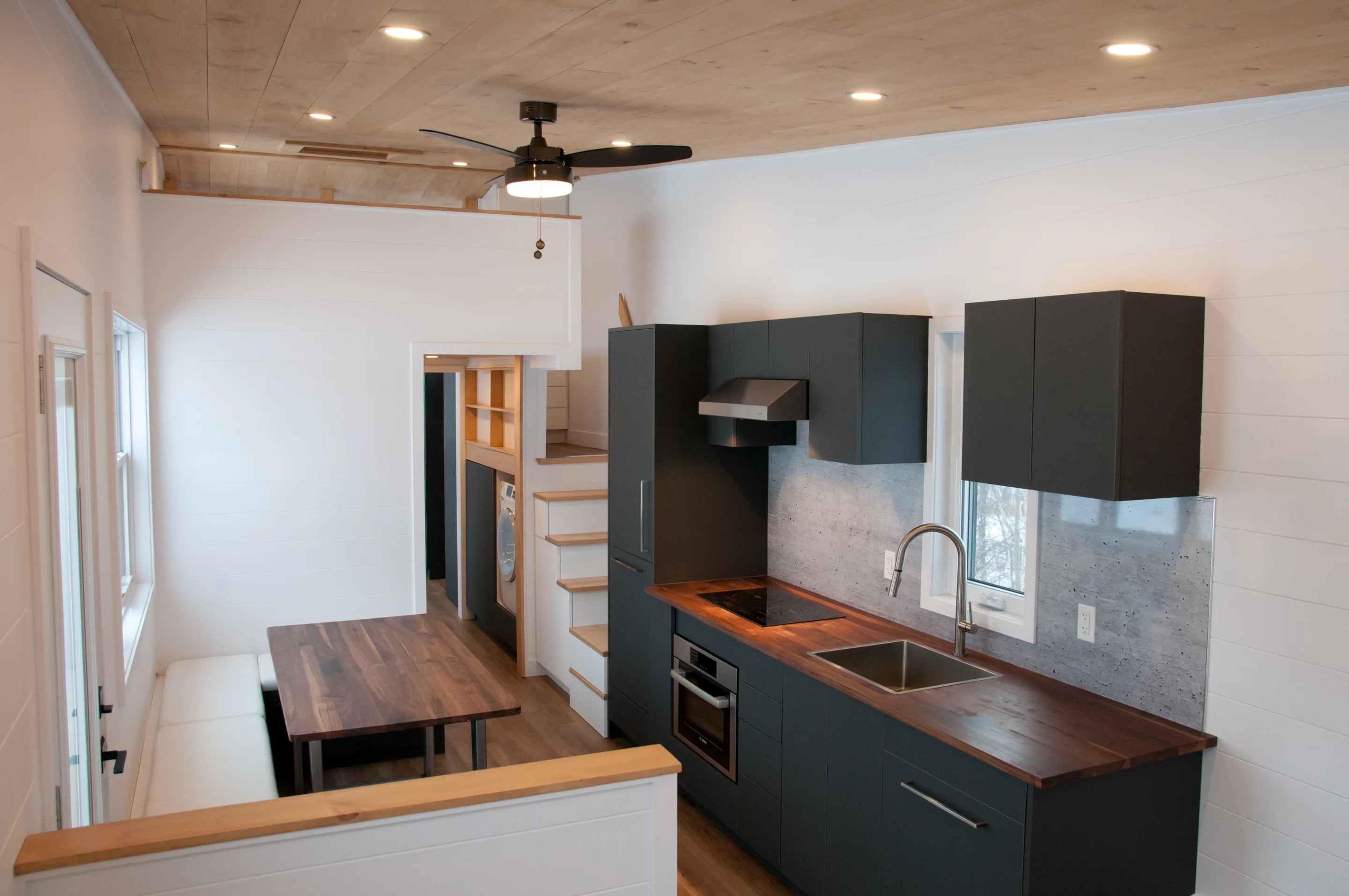 The Noyer XL has a width of 10.5 ft (3.2 m), which means it requires a permit to tow on the road but offers a more apartment-like interior layout