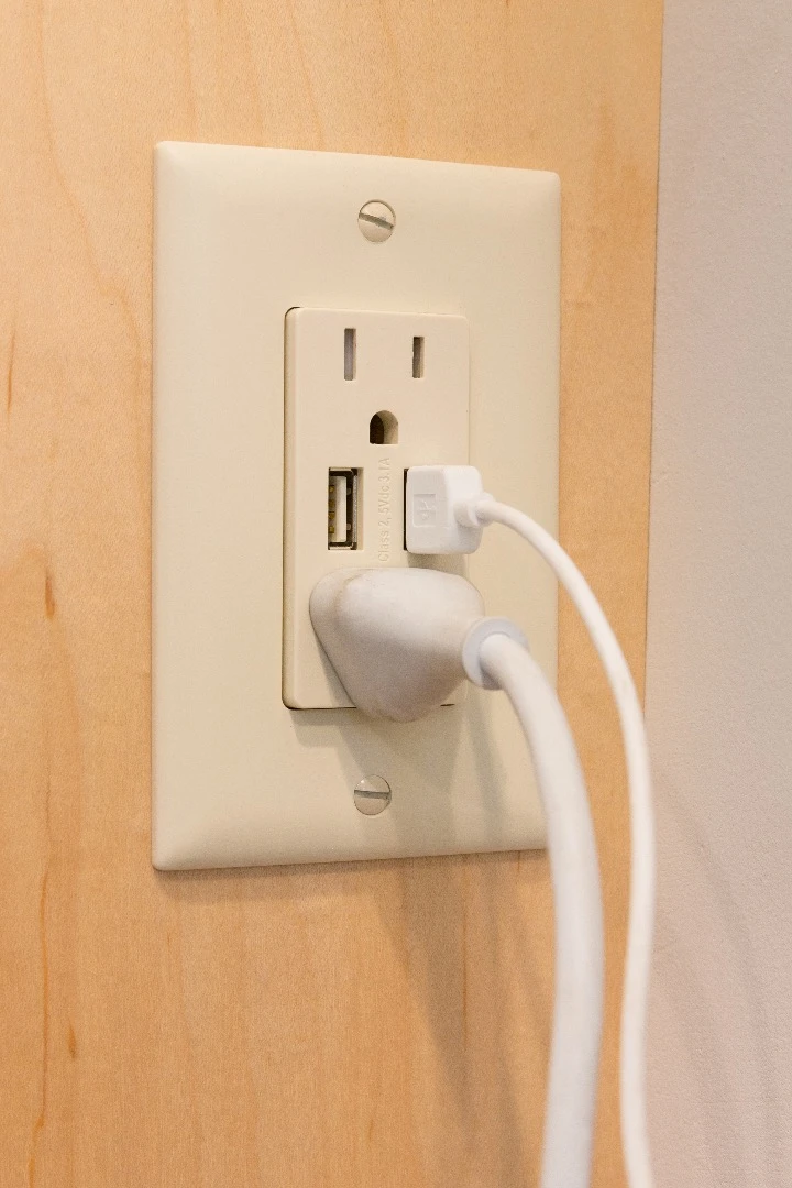 The wall sockets come with USB inputs for charging portable devices