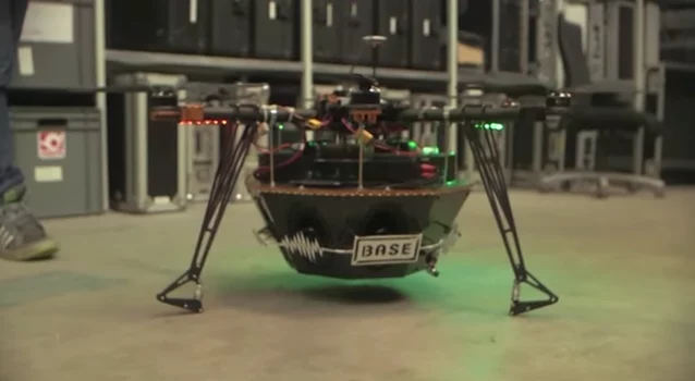 A hexocopter design with a lightweight carbon case, an amplifier, three speakers pumping out 450 watts and LED lights on the underside, the custom-made vehicle is PartyDrone by name and party drone by nature