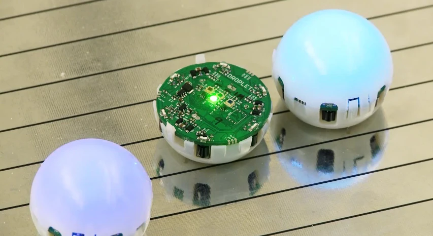 A look at the electronics inside the Droplet swarm robots developed at the University of Colorado Boulder